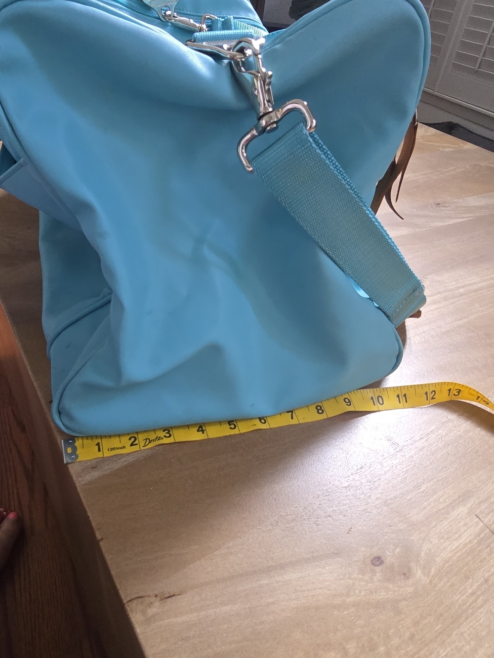 Jon Hart Design Medium Square Duffel Bag Aqua Blue Travel Weekender BCT Monogram - Picture 5 of 14